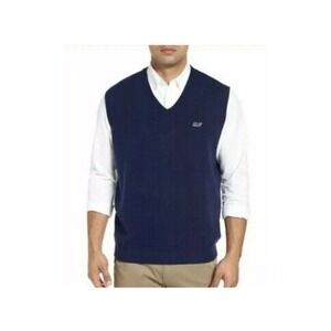 Vineyard Vines Men's Merino Wool Blend Sweater Vest L Navy Old Money Preppy Golf